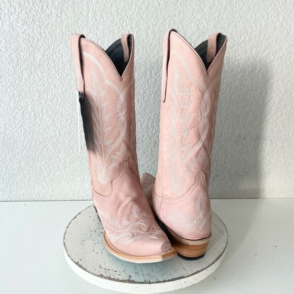 Lane LEXINGTON Womens Pink Cowboy Boots 9 Western Cowgirl Mid Calf Pointed Toe - Picture 1 of 11